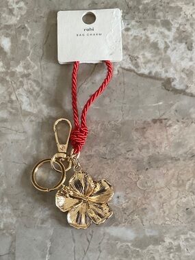 Red Rope & Gold Flower Bag Charm By RUBI